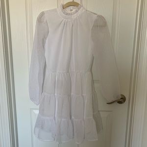 White Altar’d State long sleeve dress with see through back. Size XS.